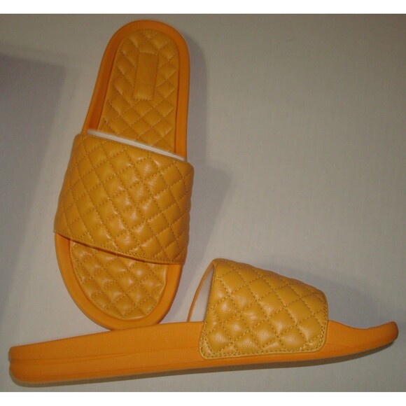 New NIB APL Leather Slides Mens 10 Lusso Shoes Orange Mango Womens 11 11.5 Quilt - Picture 3 of 5